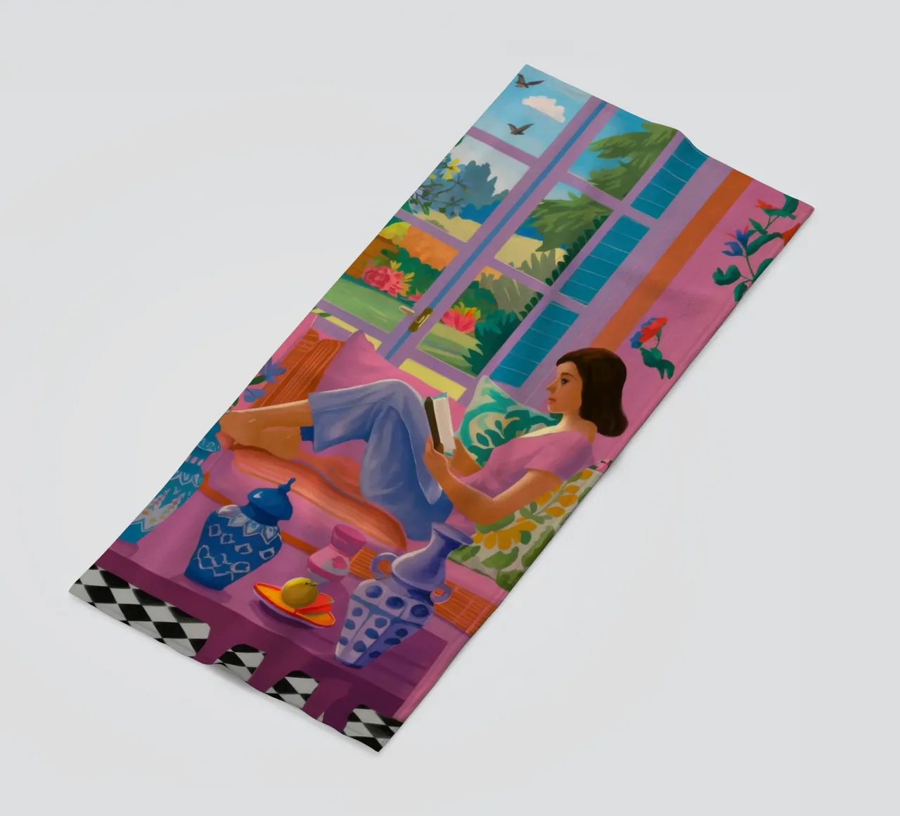 Sun Drenched Reading Nook beach towel by Veil Maya