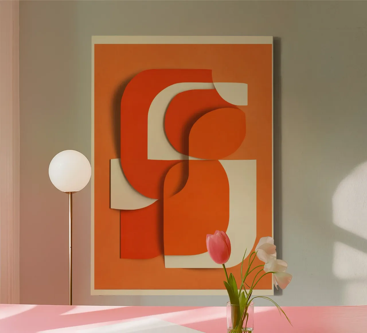 Retro Orange Layers tela con Cornice a cassetta da Verse