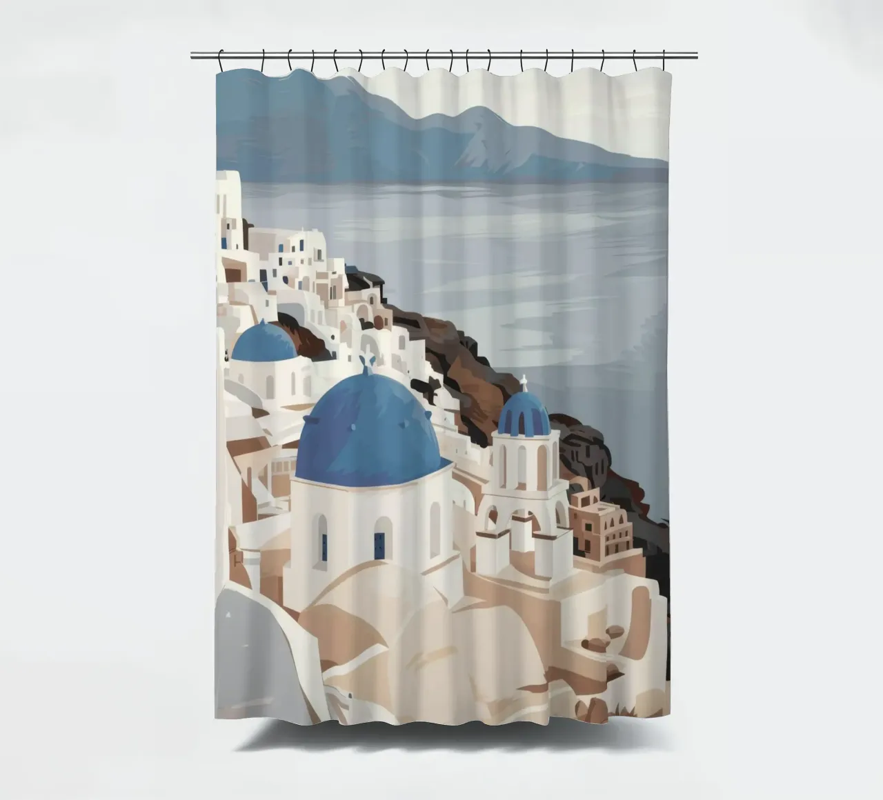 Tijdloos Santorini Uitzicht douchegordijn van Veil Maya