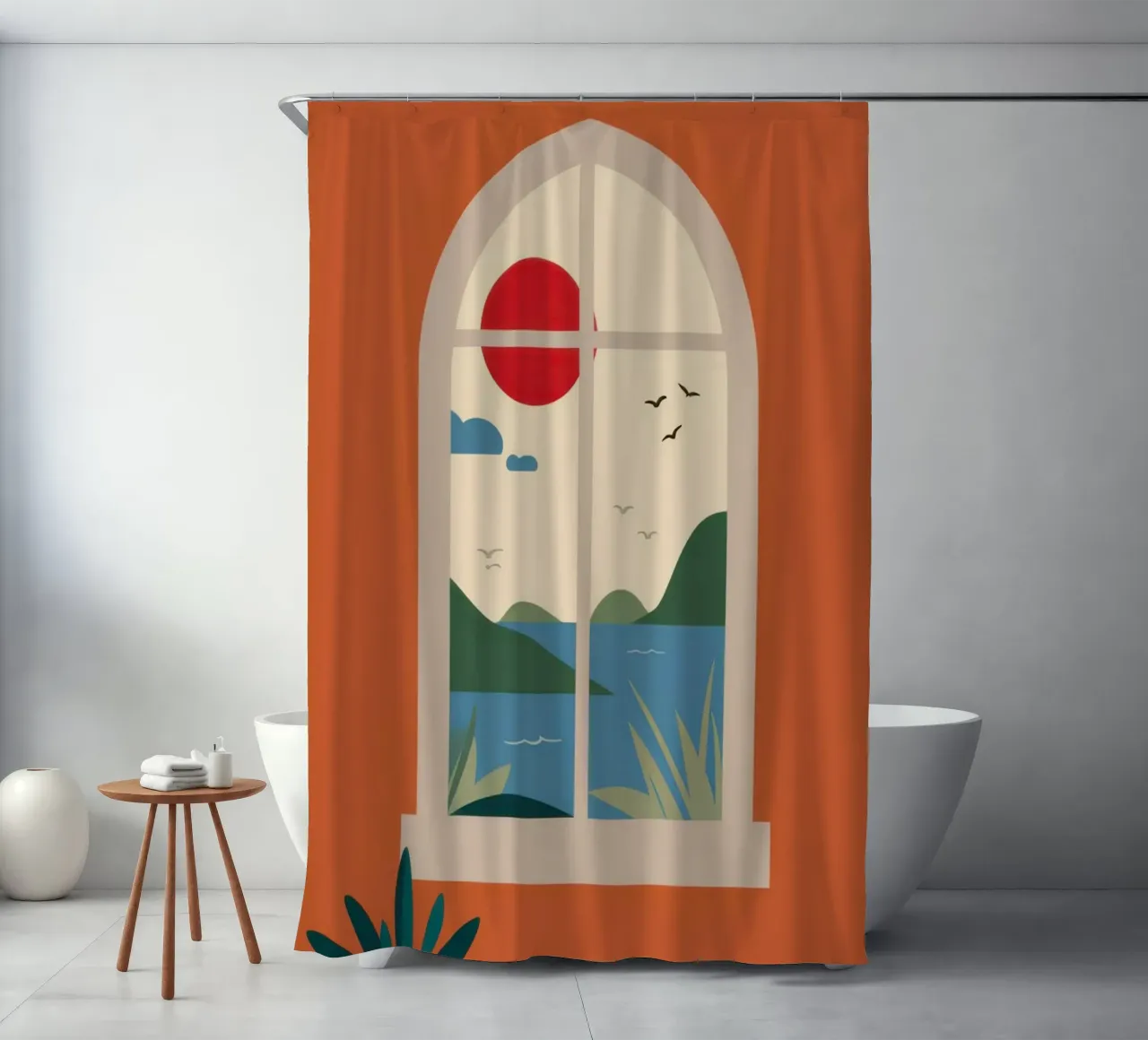 Terrakotta-Fenster Trost Duschvorhang von Bring Haven