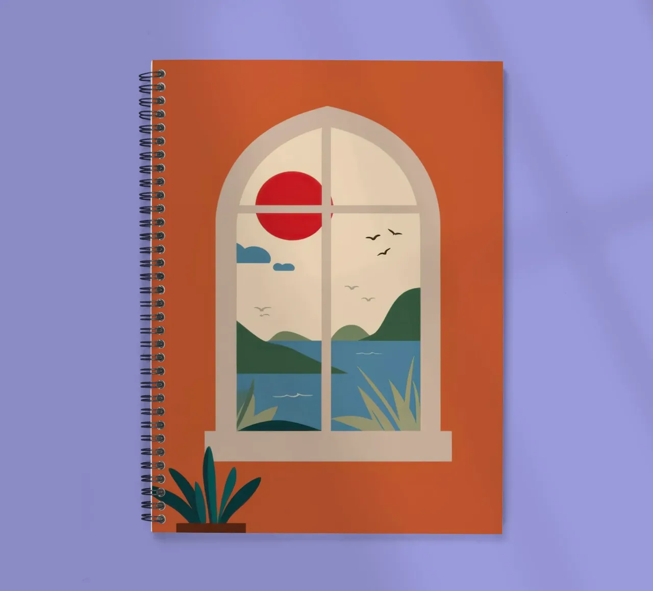 Terracotta Window Solace spiral notebook by Bring Haven