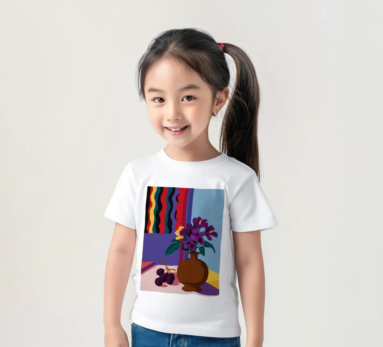 Still Life with Purple Asters kids t-shirt by Veil Maya