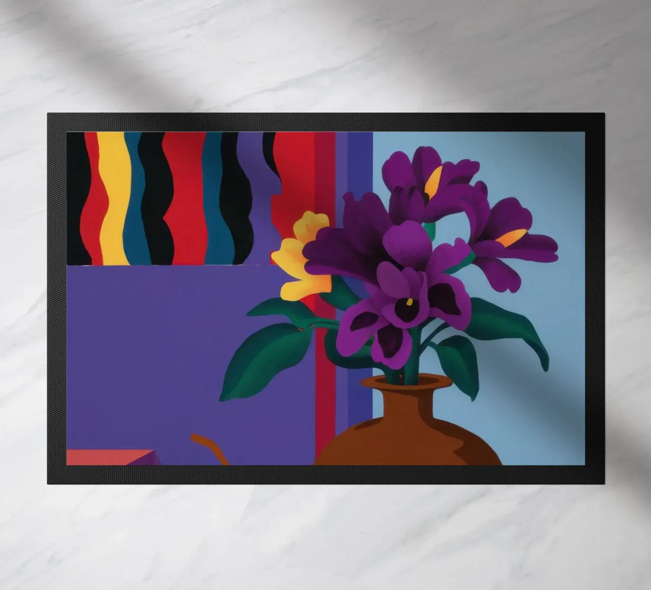 Still Life with Purple Asters doormat by Veil Maya