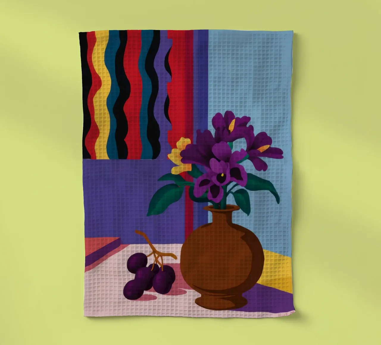 Still Life with Purple Asters tea towel by Veil Maya