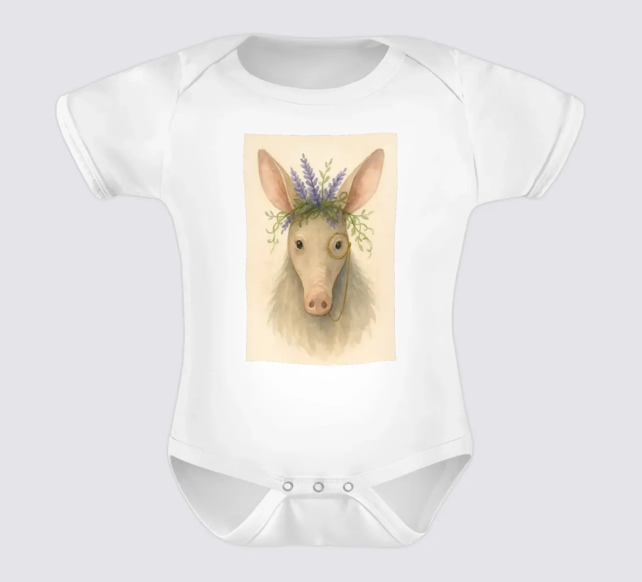 Lavender Scholar: The Gentle Aardvark short-sleeve baby romper by Graceful Desine