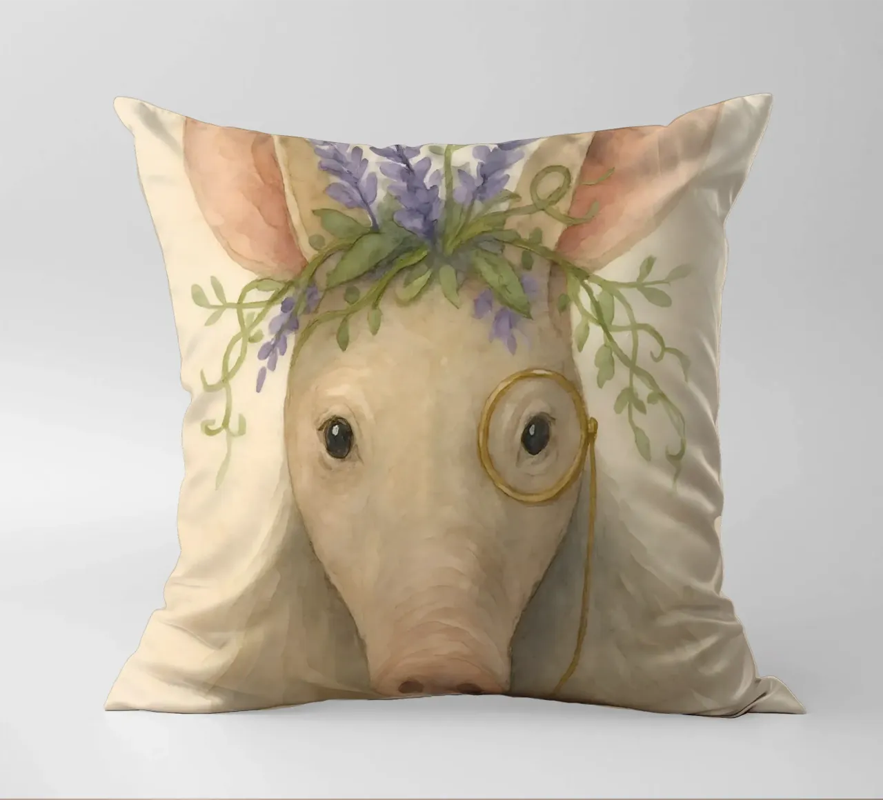 Lavender Scholar: The Gentle Aardvark decorative cushion by Graceful Desine