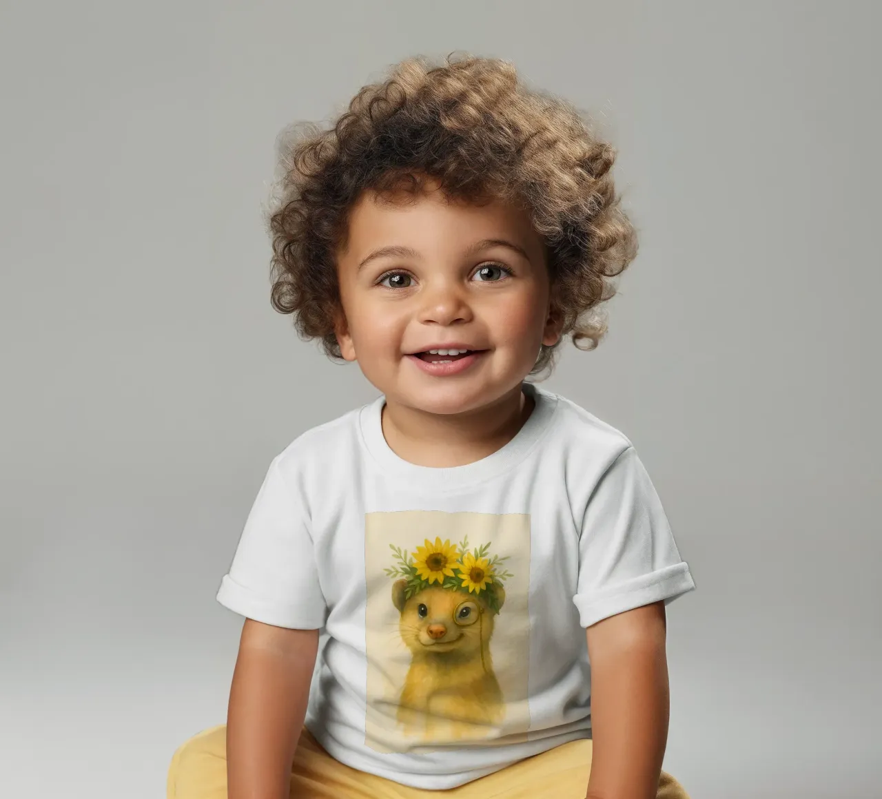 Sunshine Scholar: The Cheerful Weasel baby t-shirt by Graceful Desine