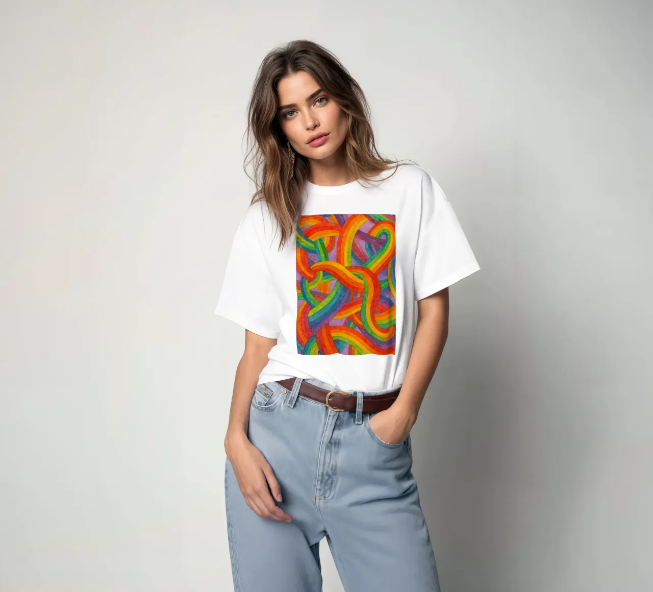 raibow scarf abstract drawing ilustration t-shirt by Permatax