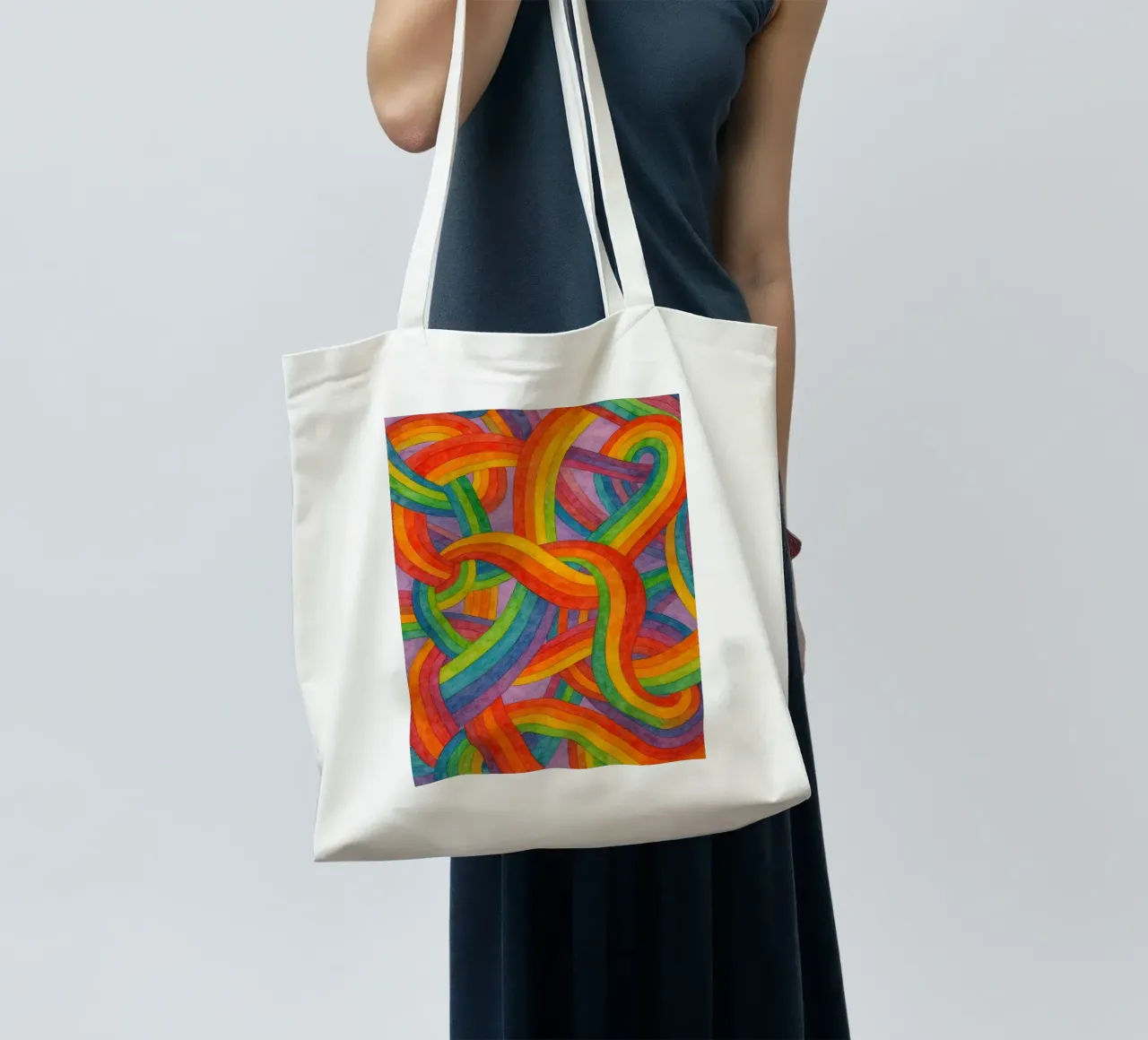 raibow sjaal abstracte tekening ilustratie jute draagtas van Permatax