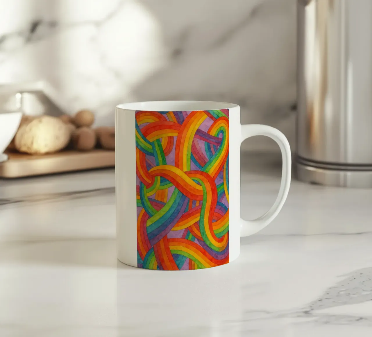 raibow sjaal abstracte tekening ilustratie keramische mok van Permatax