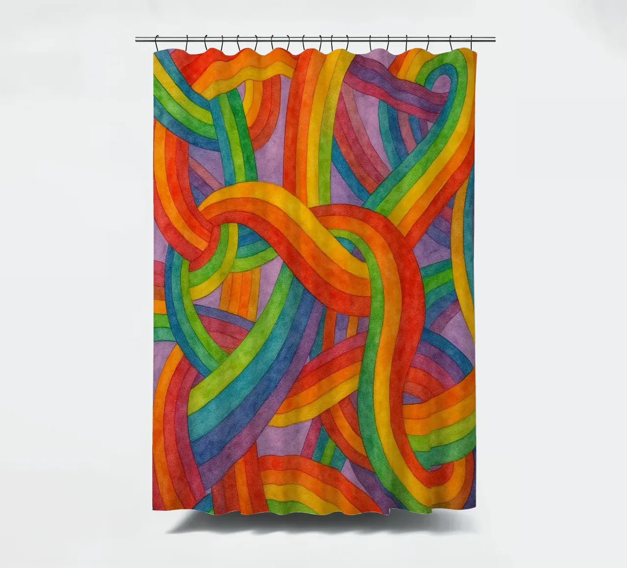 raibow scarf abstract drawing ilustration shower curtain by Permatax