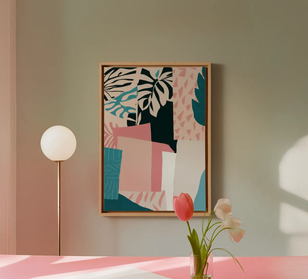 Pastel Abstract Layers canvas with Floater frame by Frosh Pallete