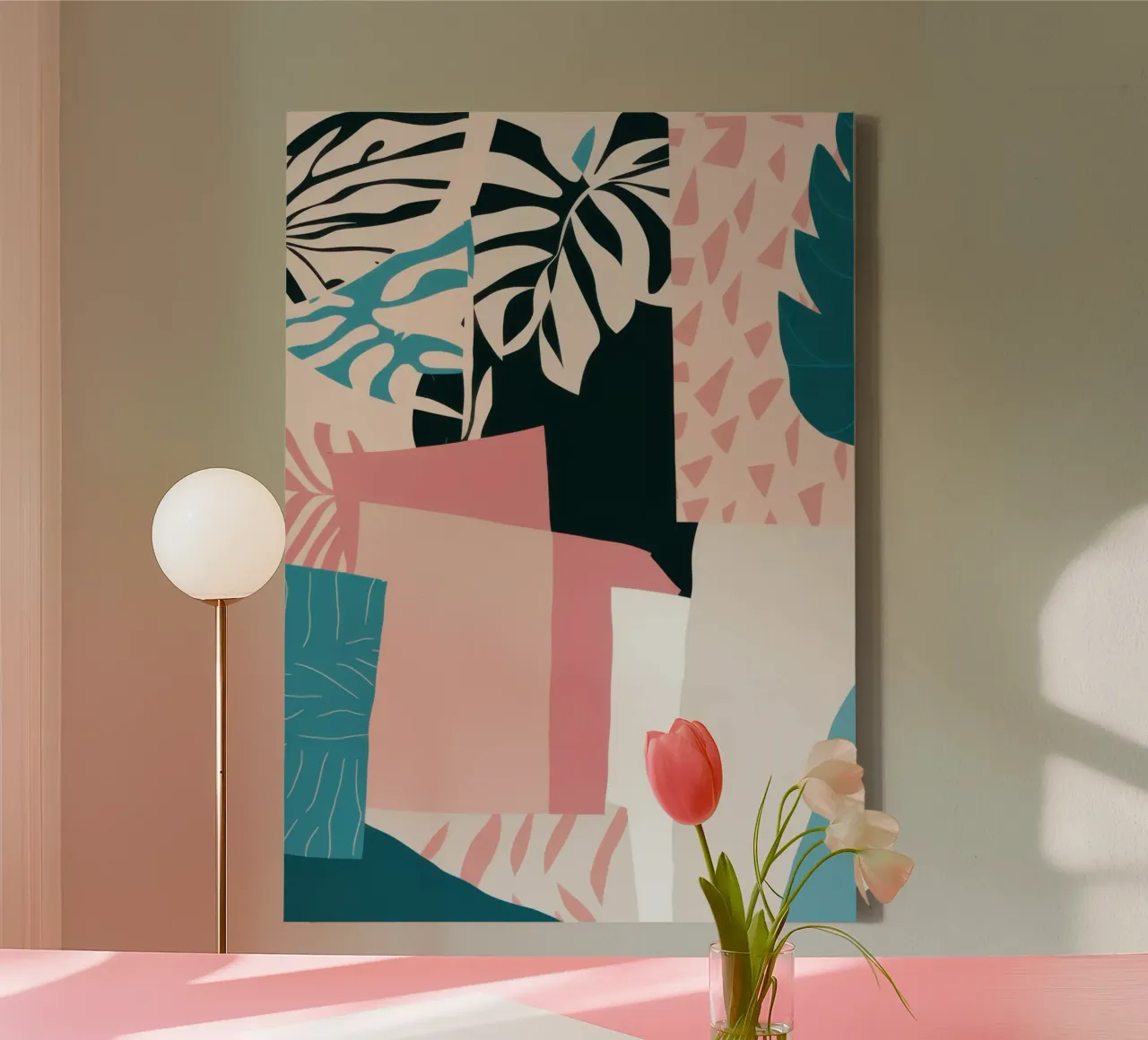 Pastel Abstract Layers canvas with Floater frame by Frosh Pallete