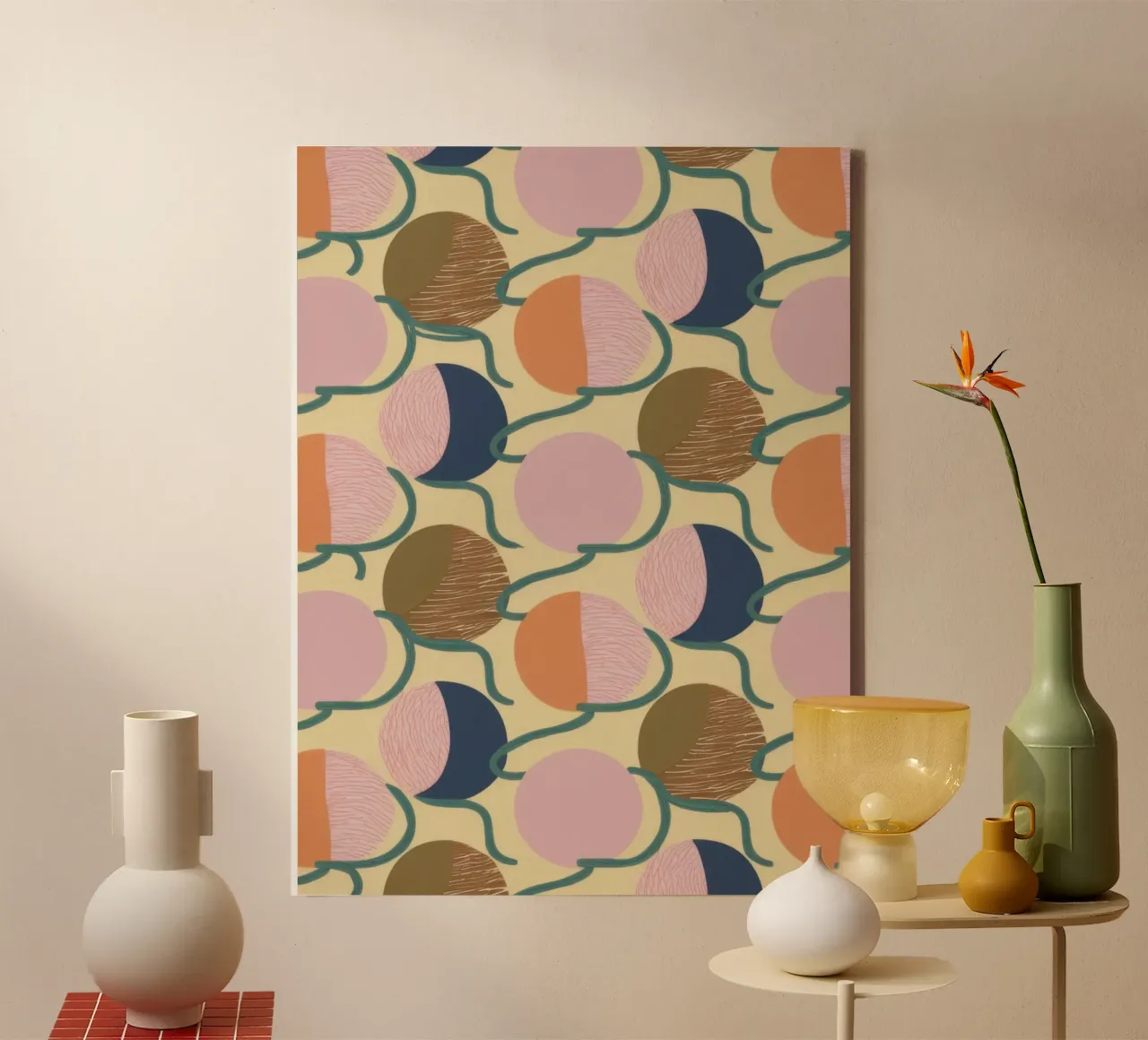Abstracte halve maan canvas van Veil Maya