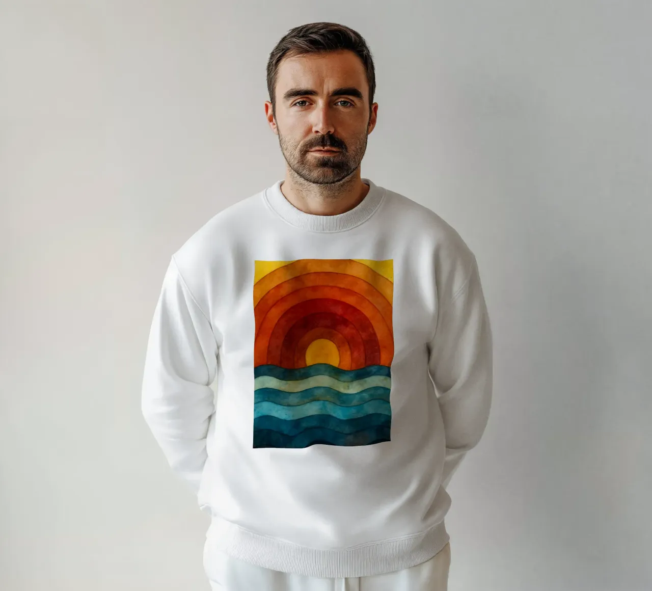mer et soleil dessin abstrait ilustration sweat de Permatax