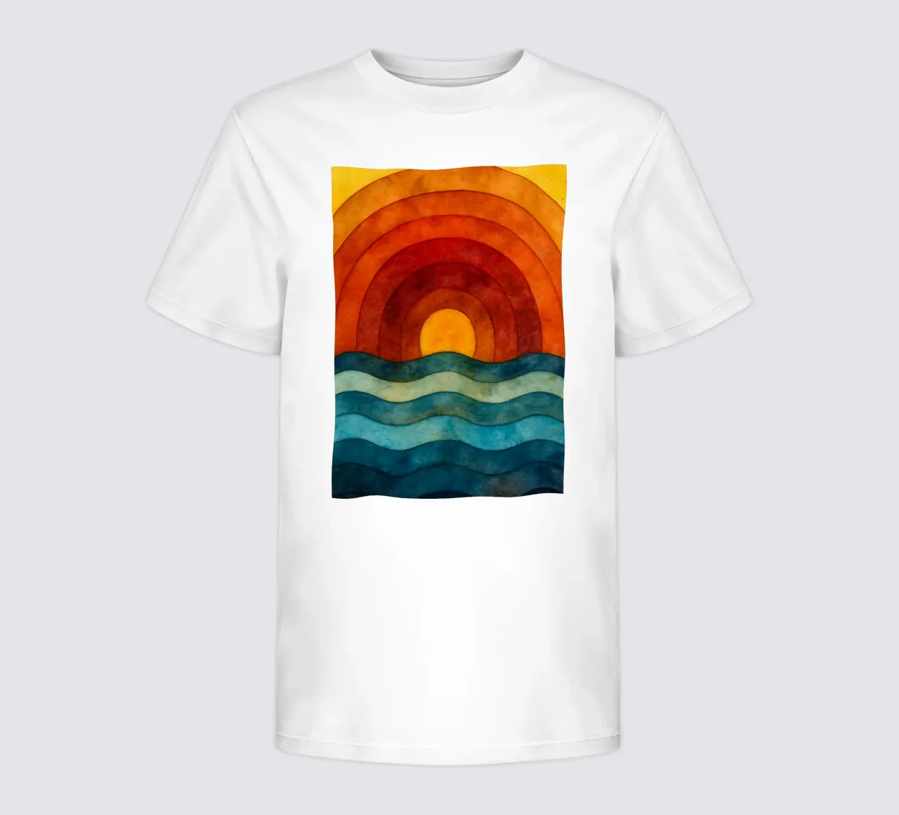 sea and sun abstract drawing ilustration kids t-shirt by Permatax