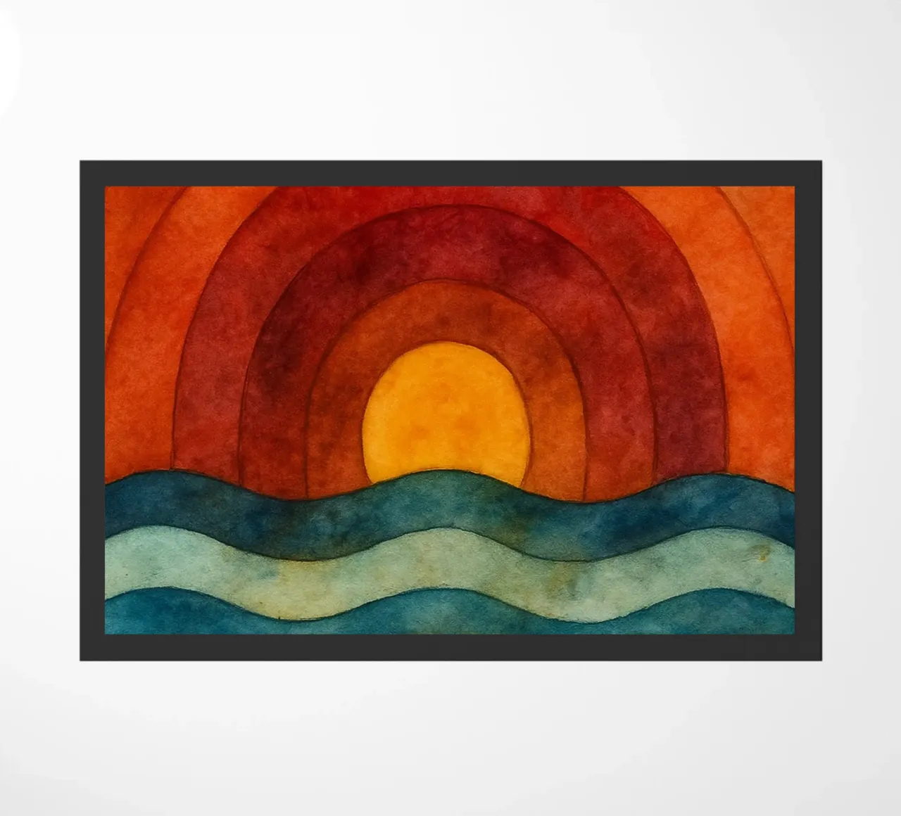 Meer und Sonne abstrakte Zeichnung ilustration Fußmatte von Permatax