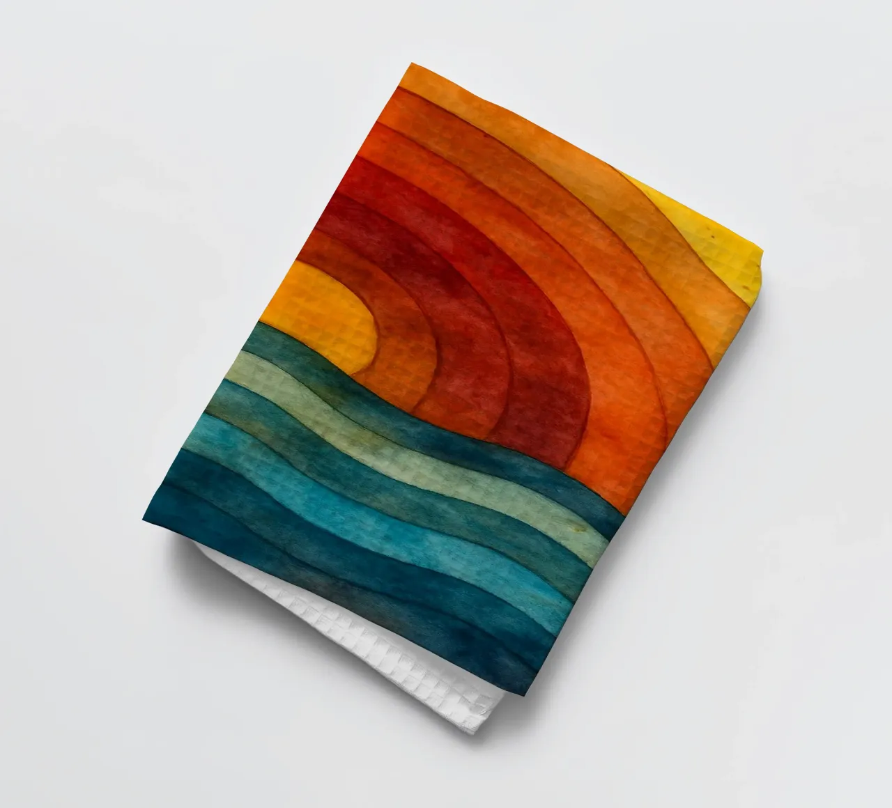 Meer und Sonne abstrakte Zeichnung ilustration Geschirrtuch von Permatax