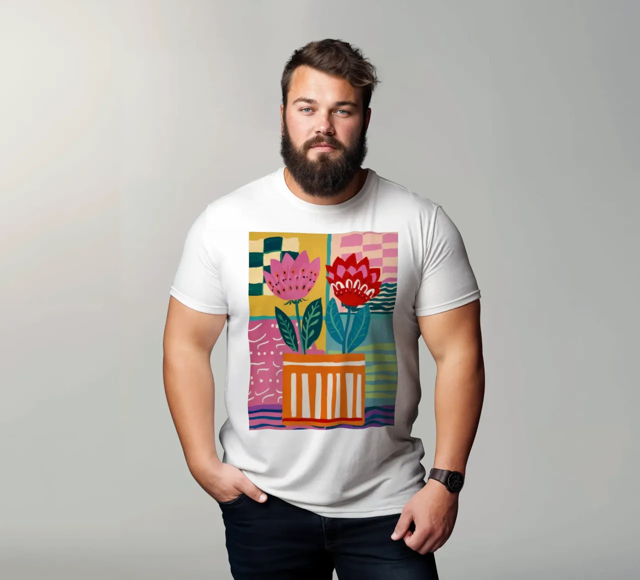 Fiori in vaso a righe t-shirt da Frosh Pallete
