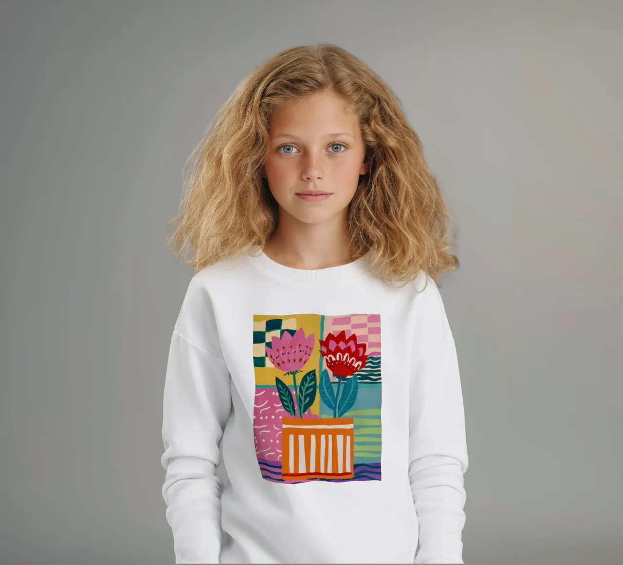 Fiori in vaso a righe felpa bambino da Frosh Pallete