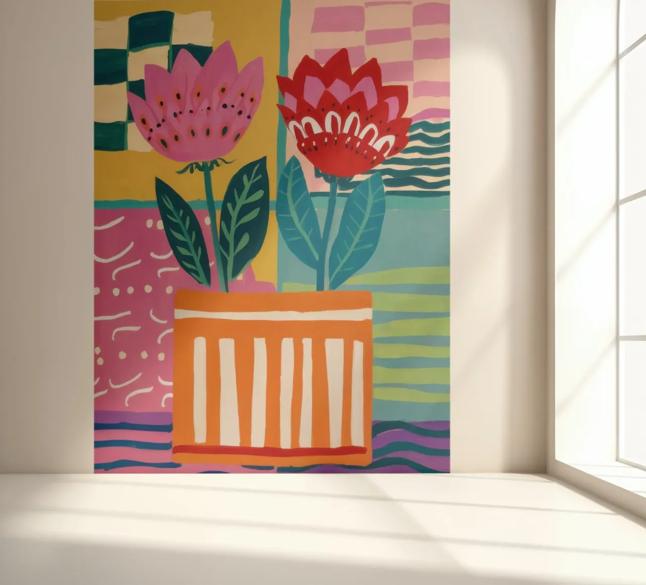 Striped Pot Florals photo wallpaper by Frosh Pallete