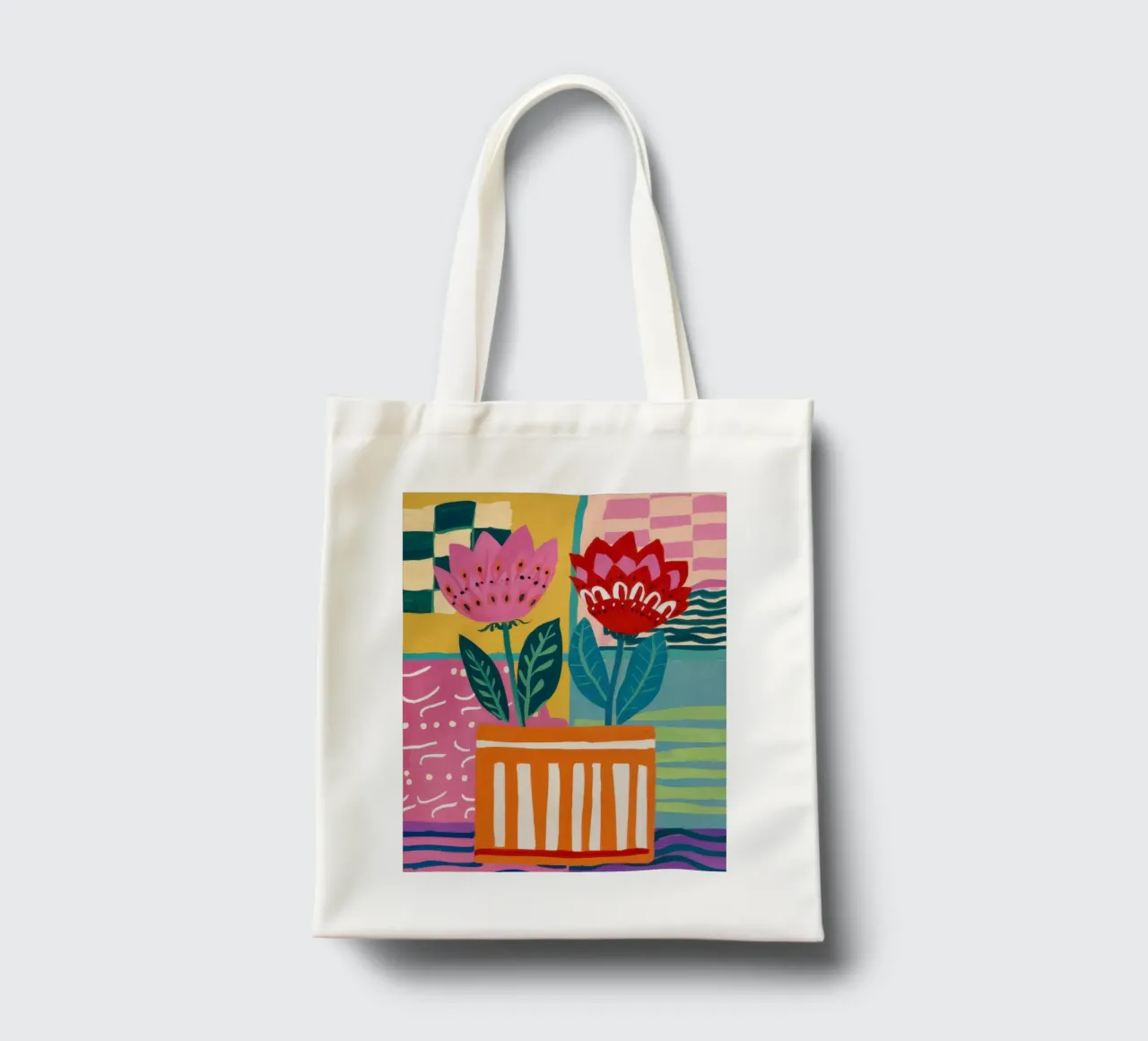 Fiori in vaso a righe borsa in juta da Frosh Pallete