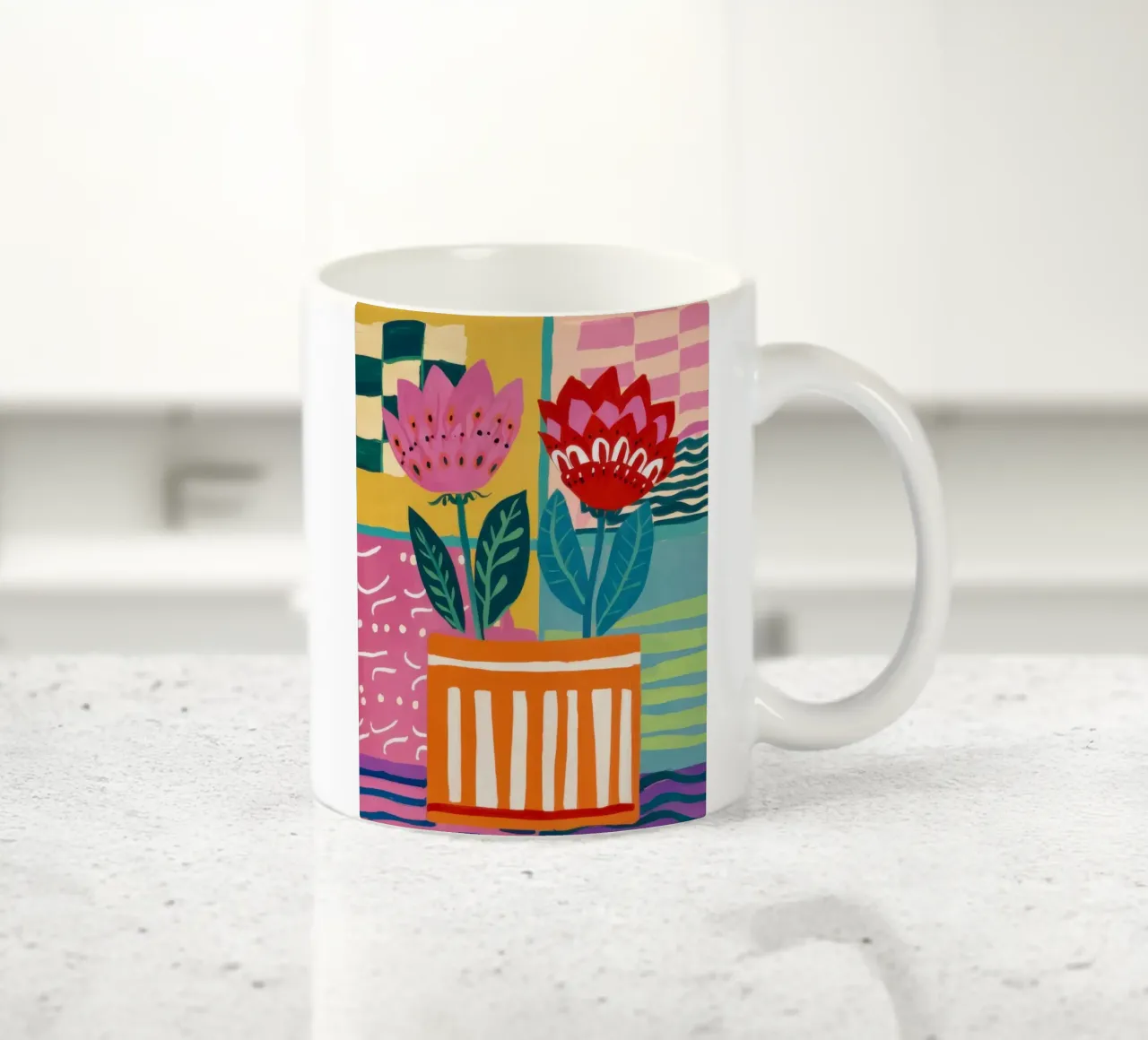 Fiori in vaso a righe tazza in ceramica da Frosh Pallete