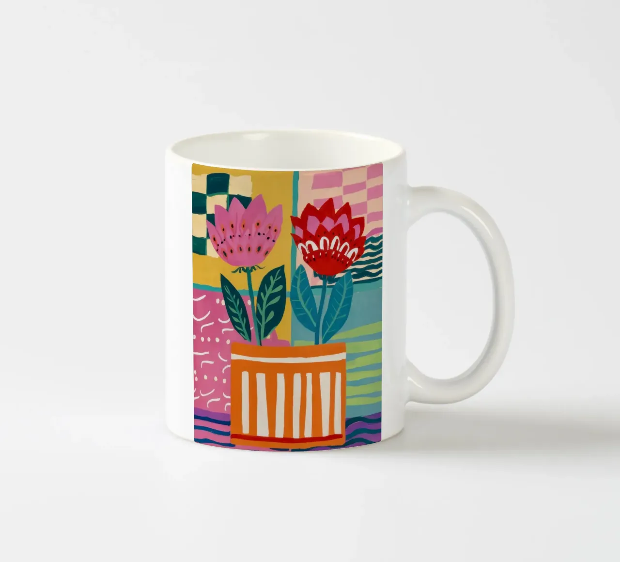Fiori in vaso a righe tazza in ceramica da Frosh Pallete
