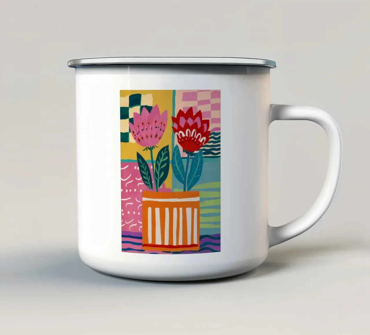 Fiori in vaso a righe tazza in smalto da Frosh Pallete