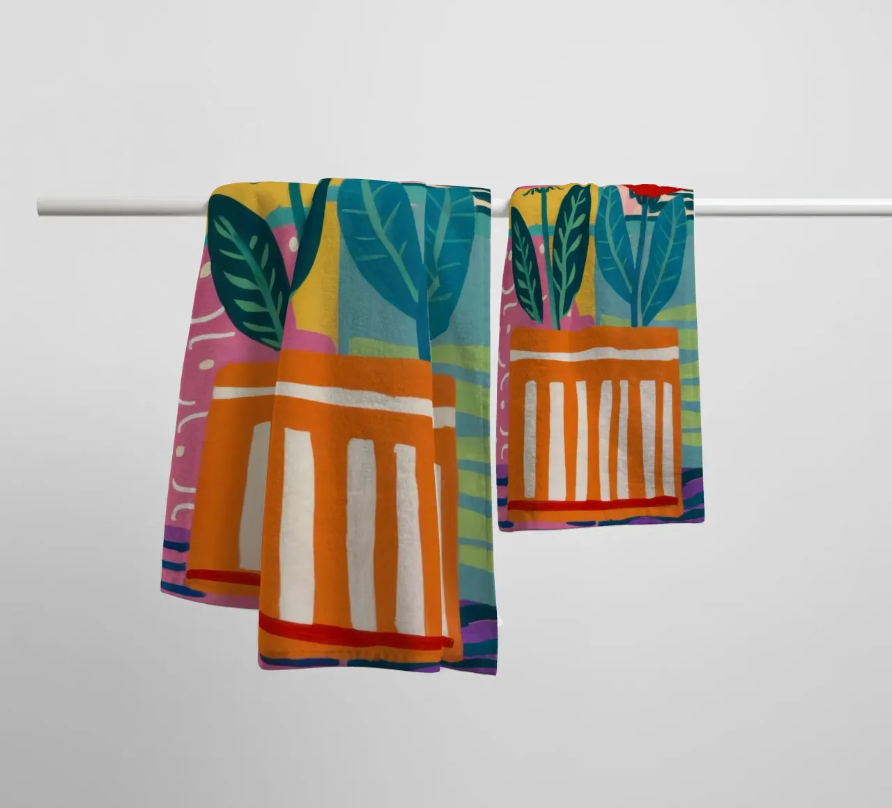 Fiori in vaso a righe asciugamano da bagno da Frosh Pallete