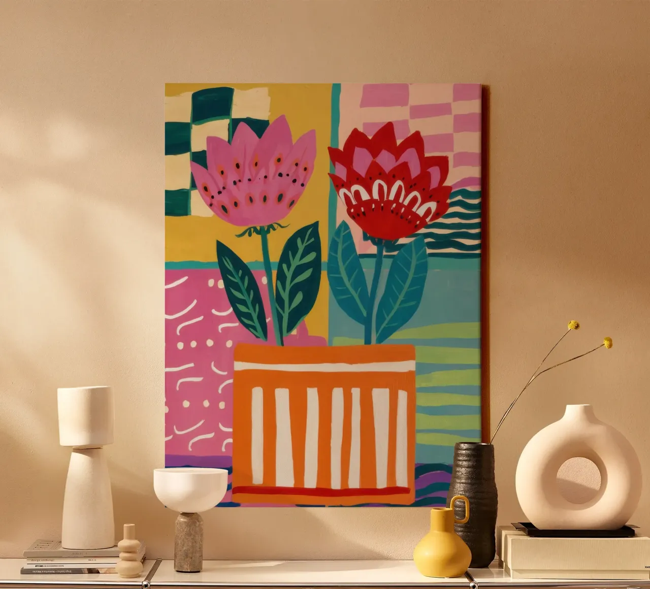 Fiori in vaso a righe tela da Frosh Pallete