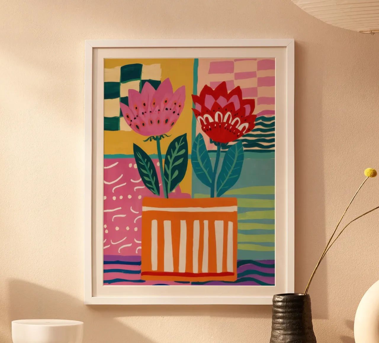 Fiori in vaso a righe poster da Frosh Pallete