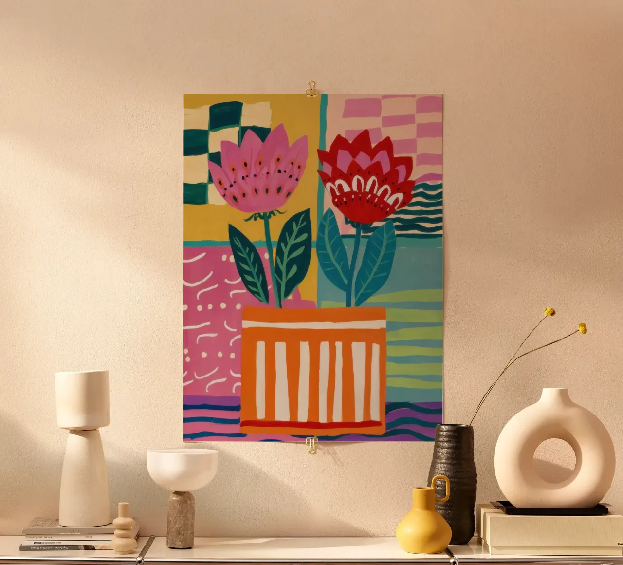 Fiori in vaso a righe poster da Frosh Pallete