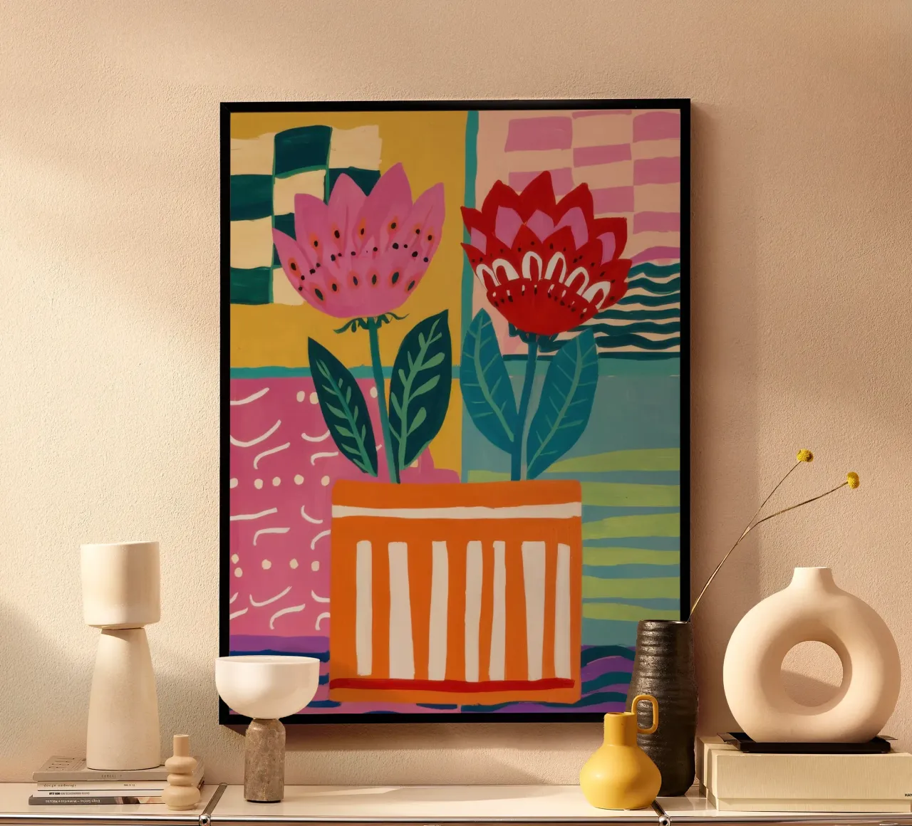 Fiori in vaso a righe poster da Frosh Pallete