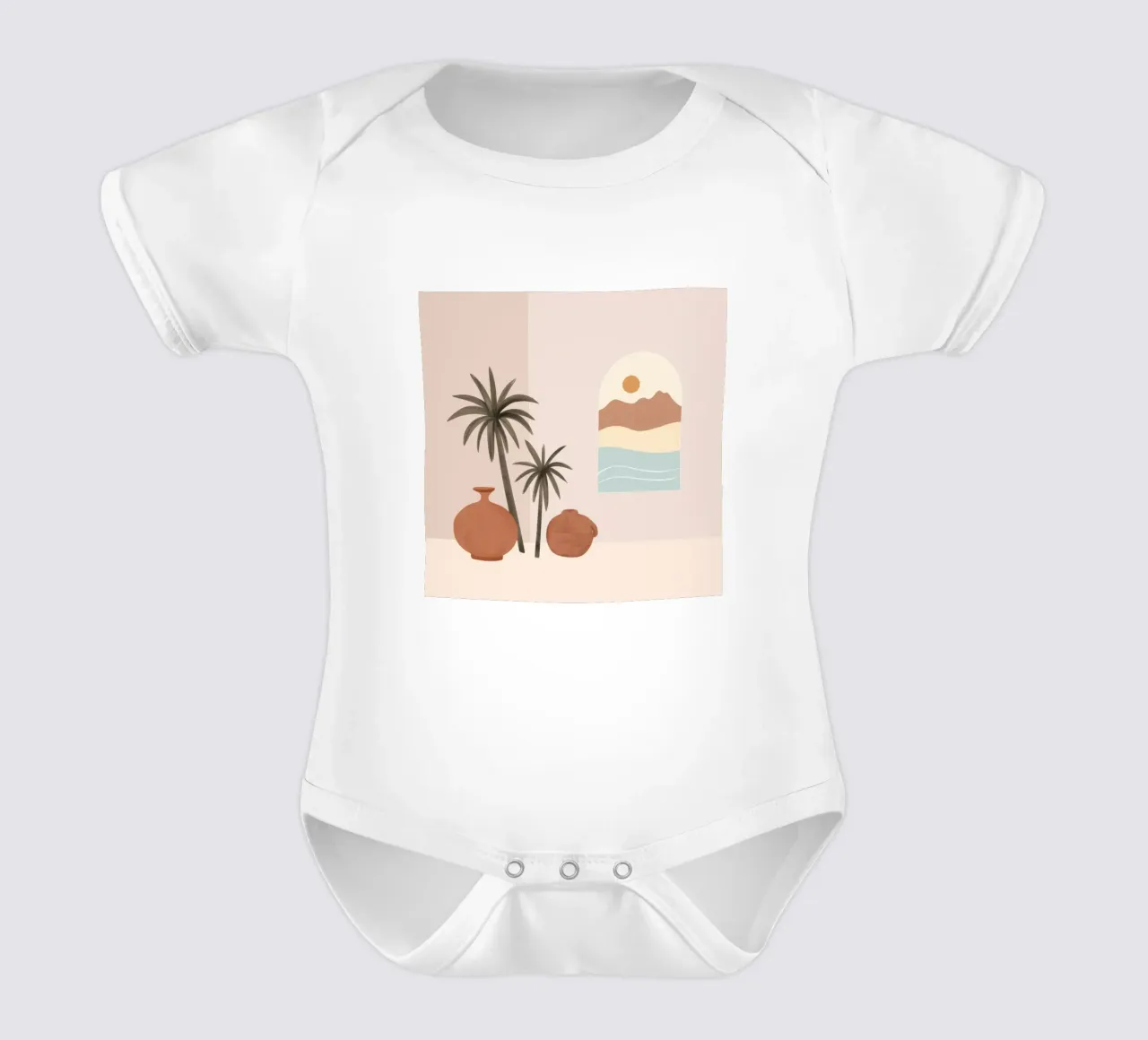 Minimalist Desert Still Life short-sleeve baby romper by Veil Maya
