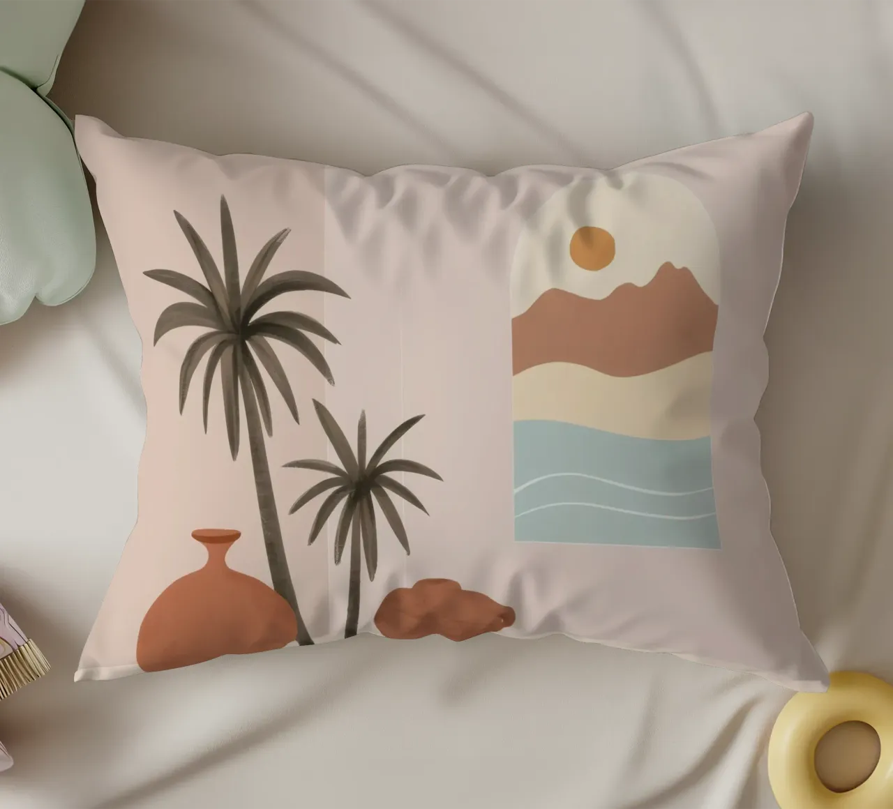 Minimalist Desert Still Life decorative cushion by Veil Maya