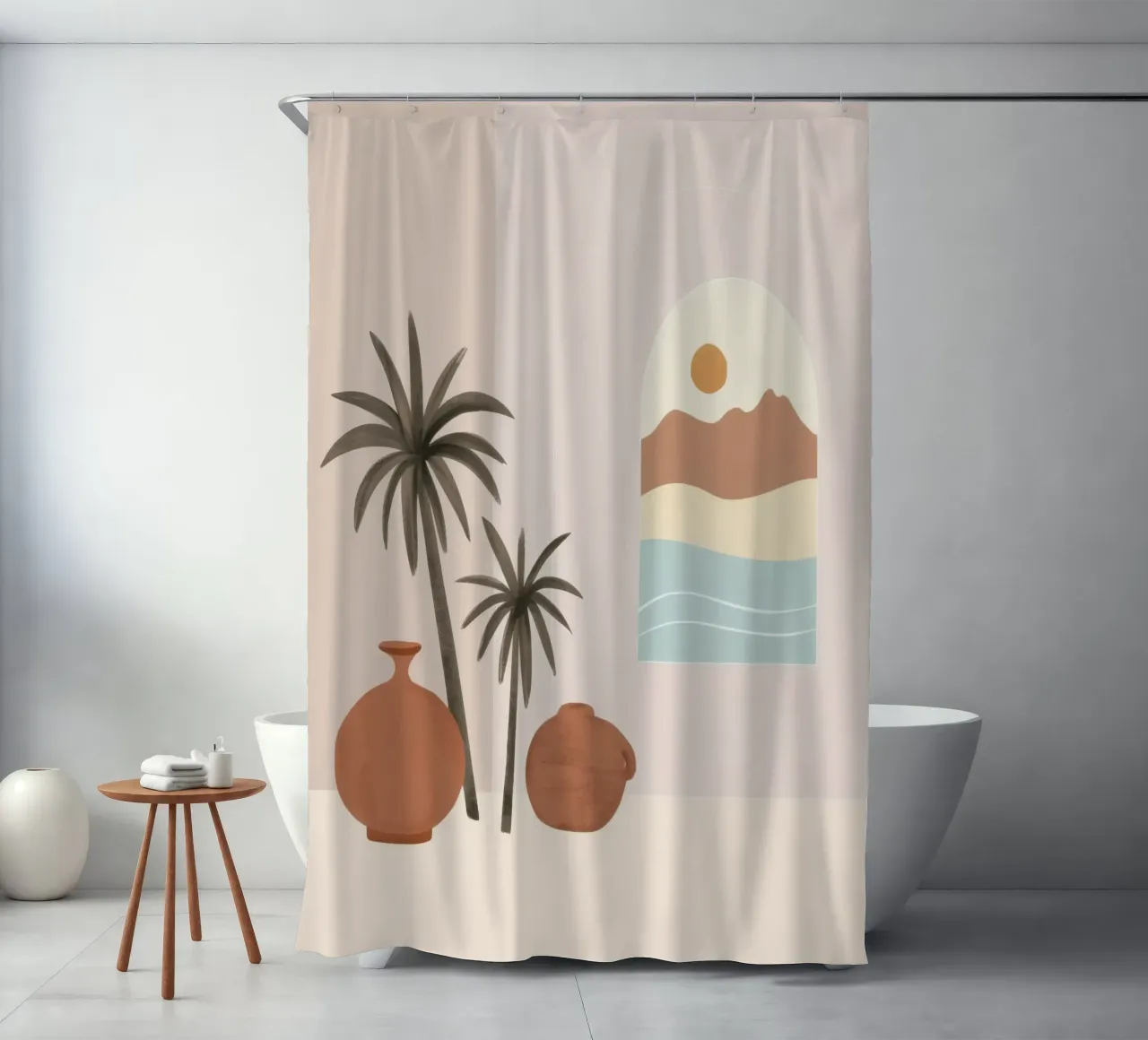 Minimalist Desert Still Life shower curtain by Veil Maya