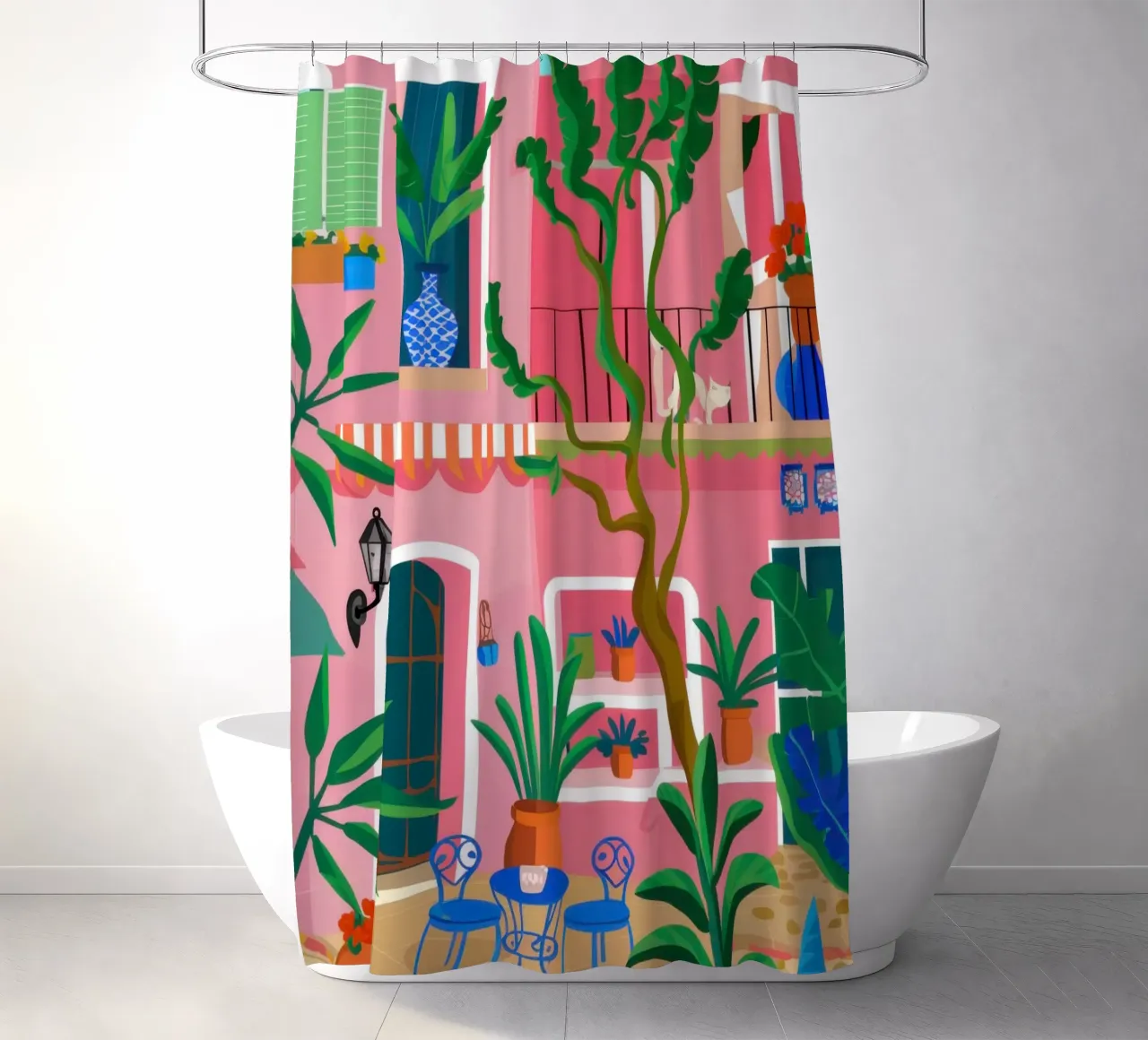 Vibrant Balcony View shower curtain by Frosh Pallete