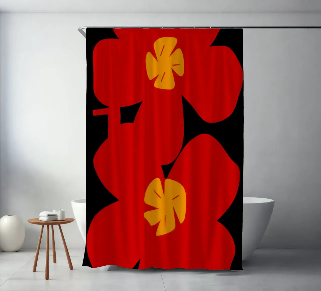 Bold Red Poppies shower curtain by Frosh Pallete