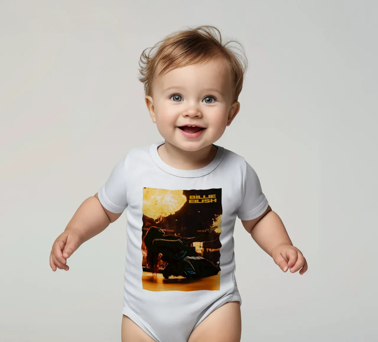 Billie Eilish - print 31 short-sleeve baby romper by AudioLibrary