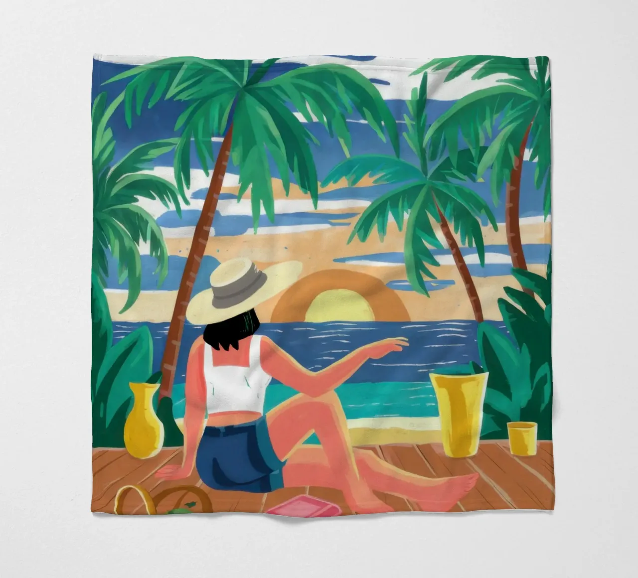 Tropical Beach Bliss fleece blanket by Frosh Pallete