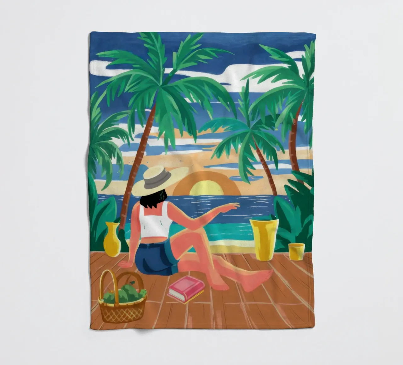 Tropical Beach Bliss fleece blanket by Frosh Pallete