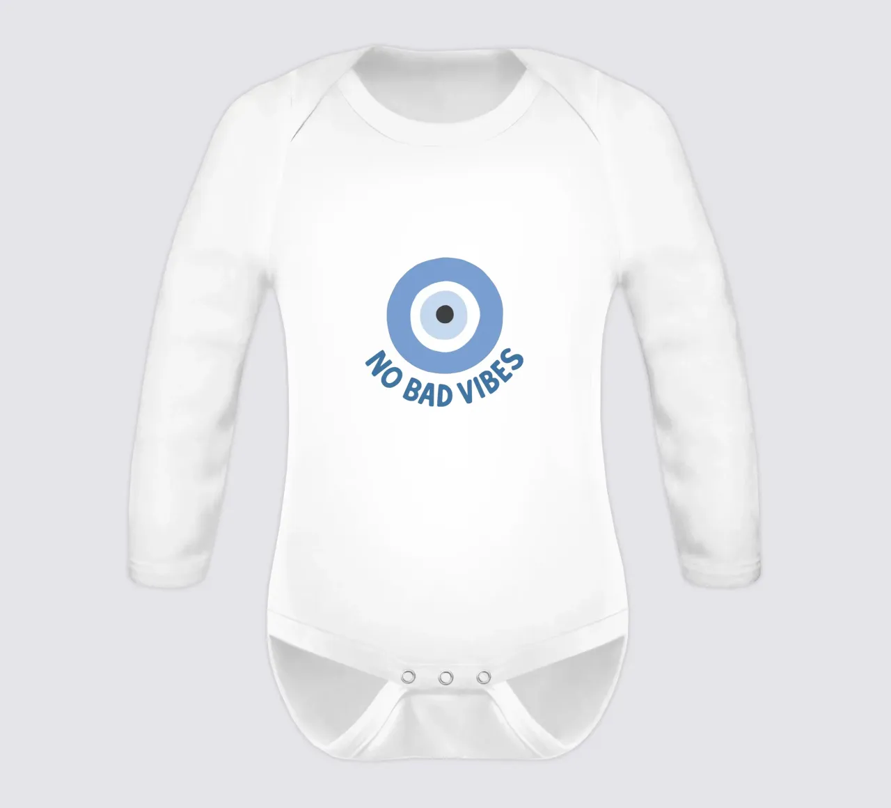 No bad vibes evil eye protection body neonato maniche lunghe da Vivdesign