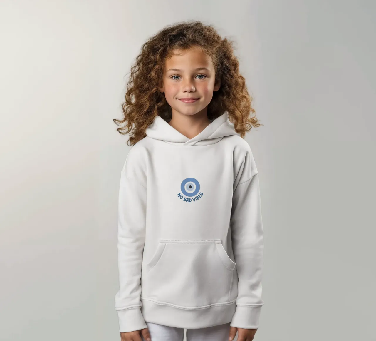 No bad vibes evil eye protection felpa bambino con cappuccio da Vivdesign