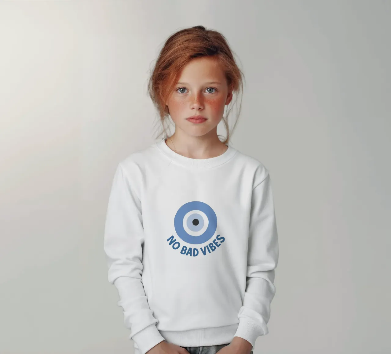 No bad vibes evil eye protection felpa bambino da Vivdesign
