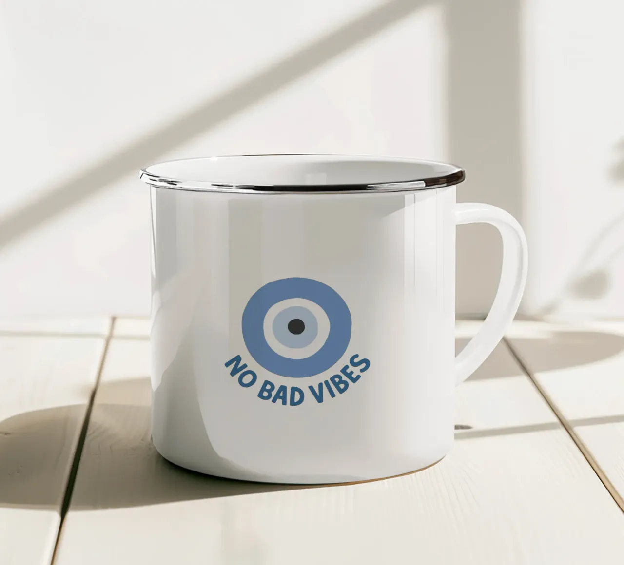 No bad vibes evil eye protection tazza in smalto da Vivdesign