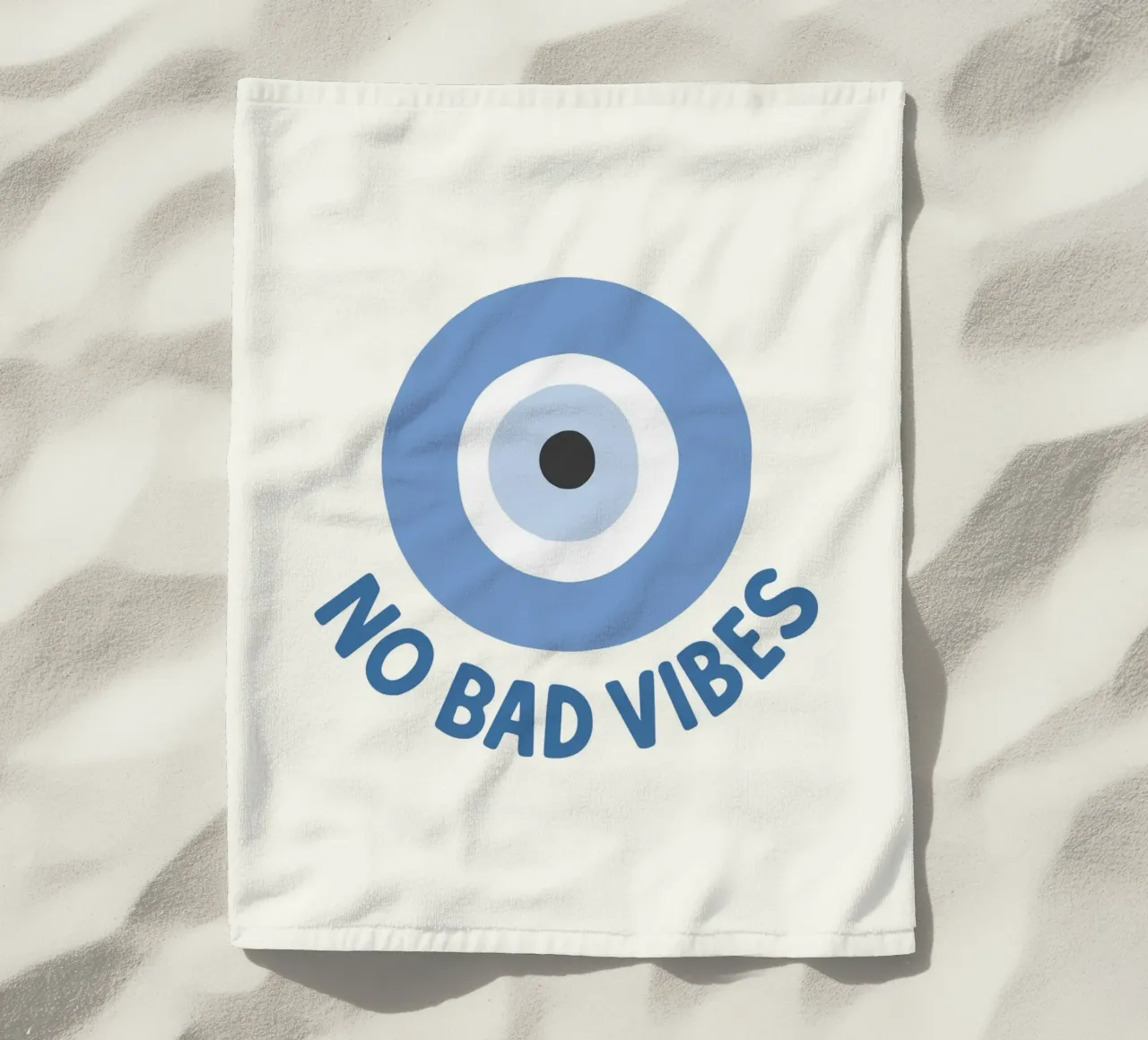 No bad vibes evil eye protection telo mare da Vivdesign