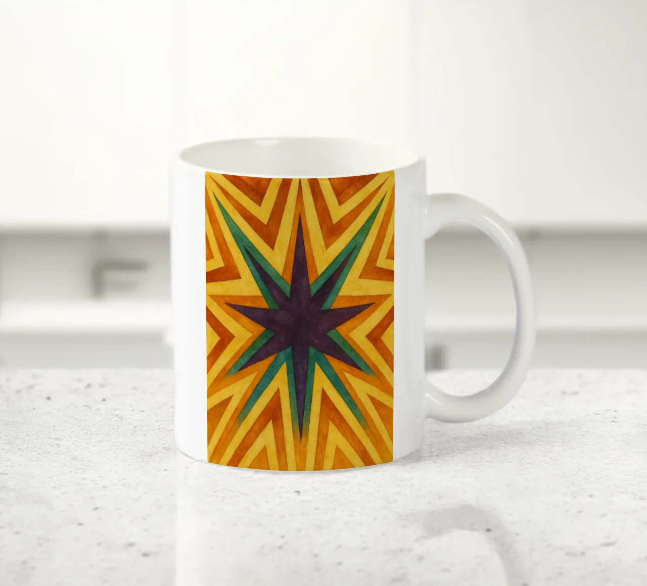 star abstract drawing ilustration ceramic mug by Permatax