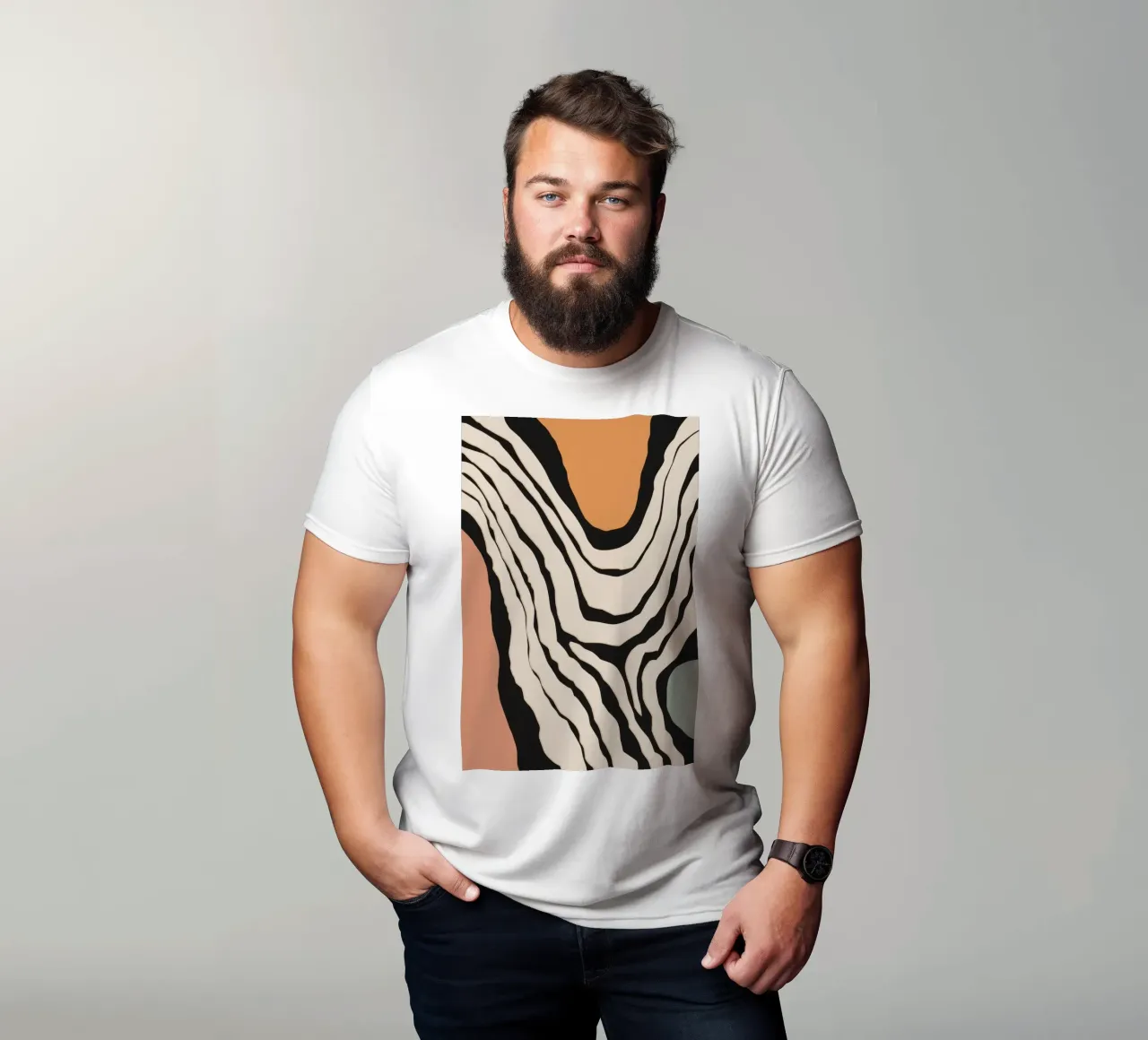 Astratto monocromatico a righe t-shirt da Frosh Pallete