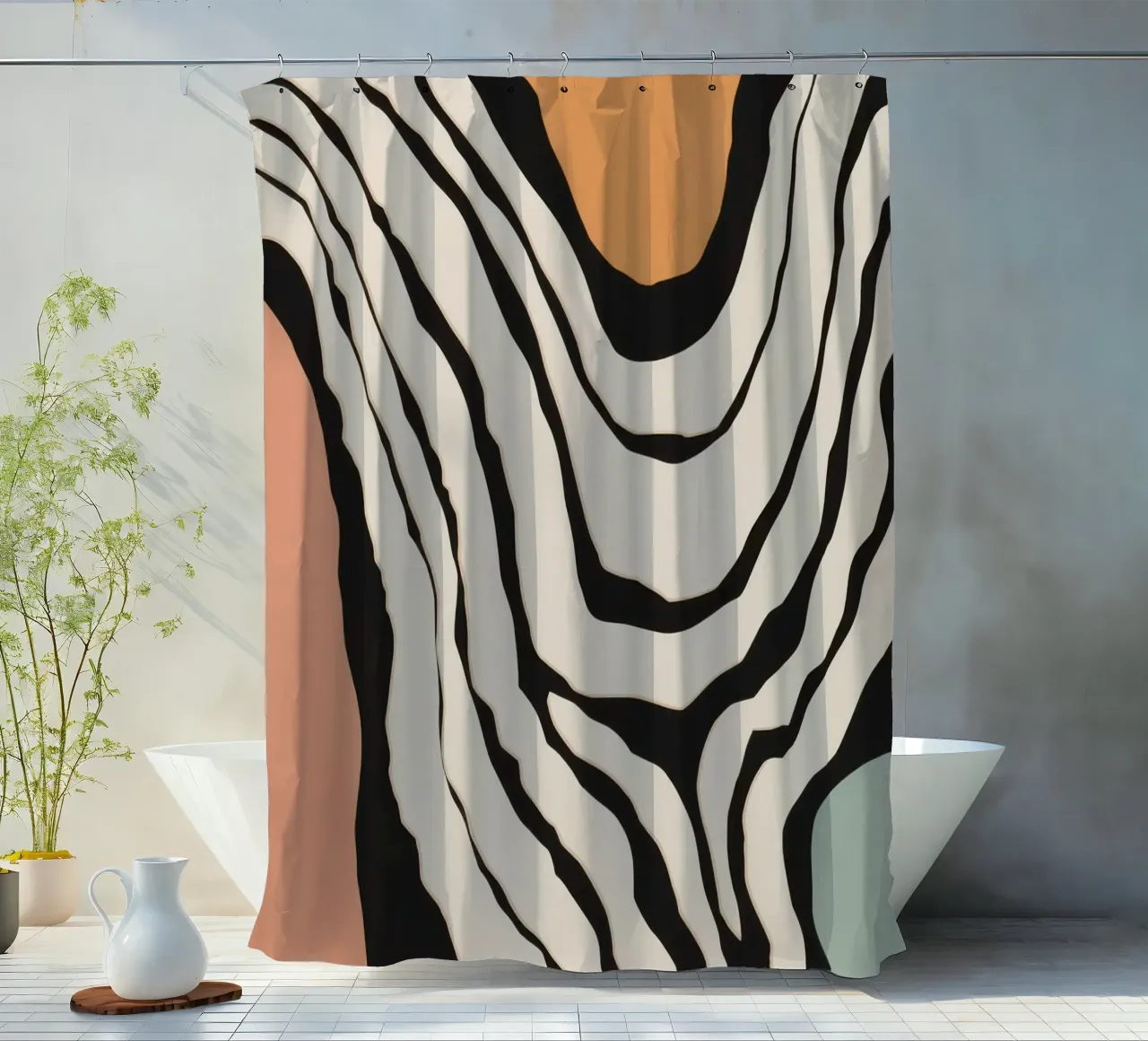 Astratto monocromatico a righe tenda da doccia da Frosh Pallete